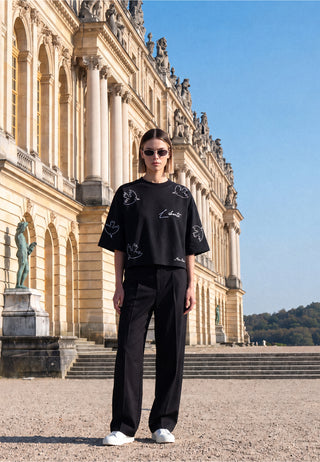 T-shirt Cropped Brodé "Liberté"