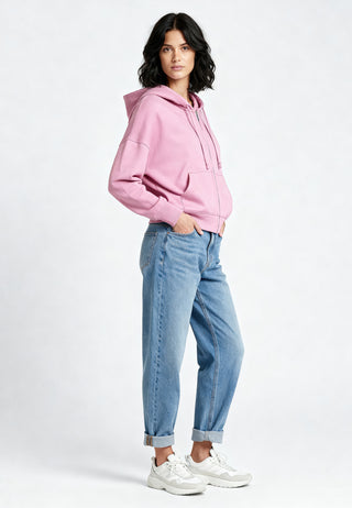 Cropped Hoodie à Zip Essentiel