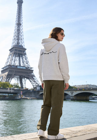 Hoodie Boxy Brodé "Amour"