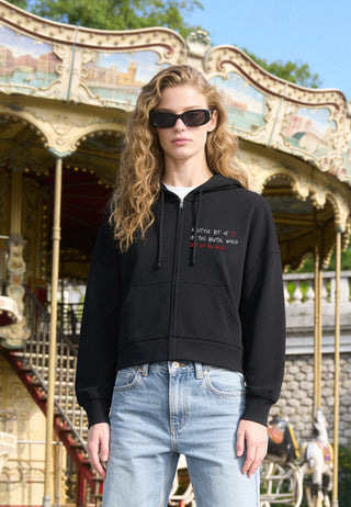 Hoodie Boxy à Zip Brodé "Brutal"