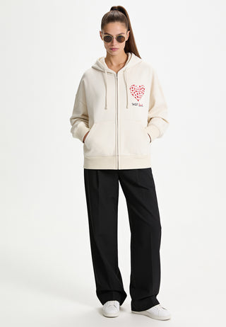 Hoodie Boxy à Zip Brodé "Sweetheart"