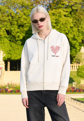 Hoodie Boxy à Zip Brodé "Sweetheart"