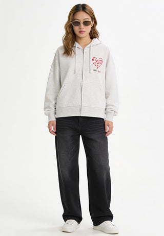 Hoodie Boxy à Zip Brodé "Sweetheart"