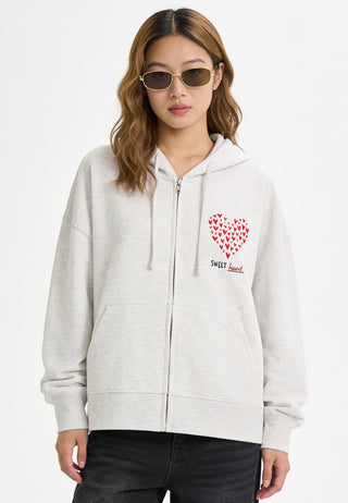 Hoodie Boxy à Zip Brodé "Sweetheart"