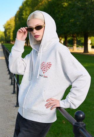 Hoodie Boxy à Zip Brodé "Sweetheart"