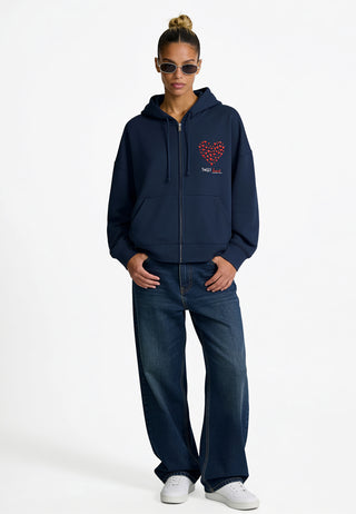 Hoodie Boxy à Zip Brodé "Sweetheart"