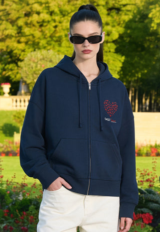 Hoodie Boxy à Zip Brodé "Sweetheart"