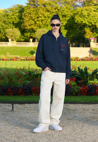Hoodie Boxy à Zip Brodé "Sweetheart"