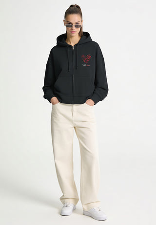 Hoodie Boxy à Zip Brodé "Sweetheart"
