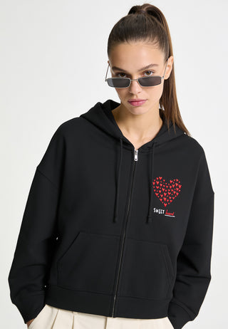 Hoodie Boxy à Zip Brodé "Sweetheart"