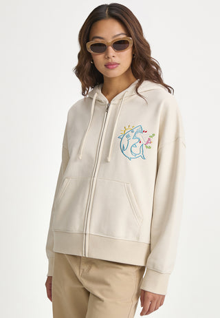 Hoodie Boxy à Zip Brodé "Shark"