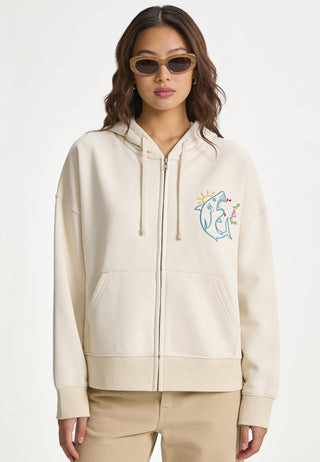 Hoodie Boxy à Zip Brodé "Shark"