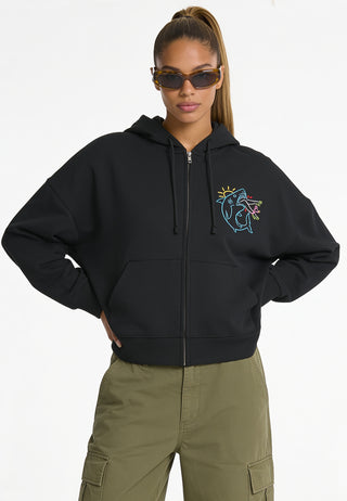 Hoodie Boxy à Zip Brodé "Shark"