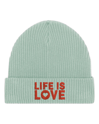 Beanie Fisherman Brodé "Life is Love"