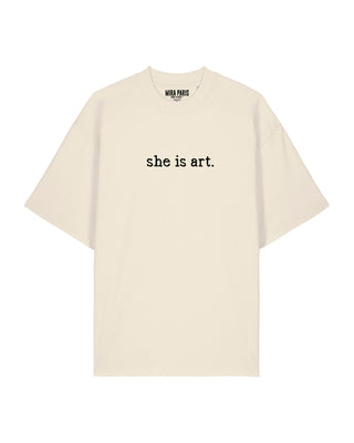 T-shirt Oversize Brodé "She Is Art"