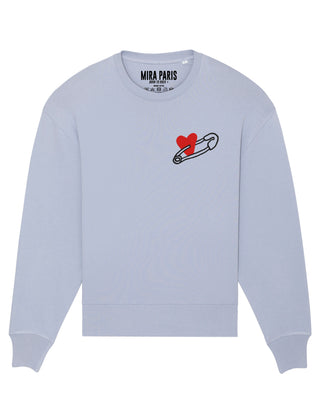 Sweatshirt Oversize Brodé "Coeur Pins"