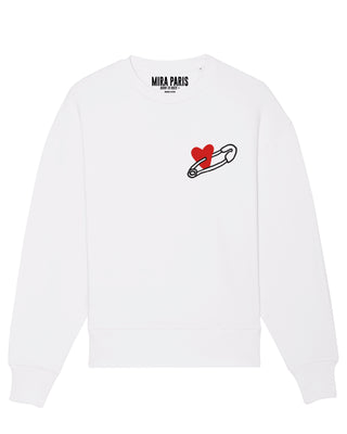 Sweatshirt Oversize Brodé "Coeur Pins"