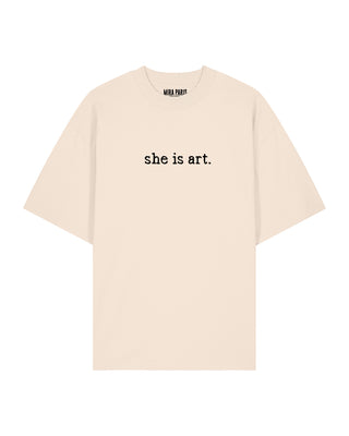 T-shirt Oversize Brodé "She Is Art"