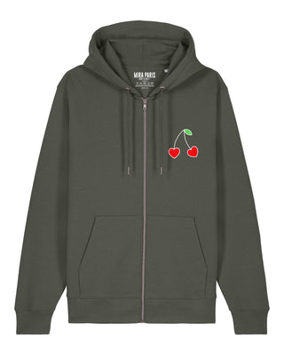 Hoodie à Zip Brodé "Cerises"