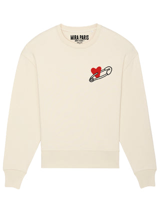 Sweatshirt Oversize Brodé "Coeur Pins"