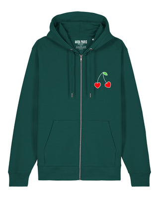 Hoodie à Zip Brodé "Cerises"