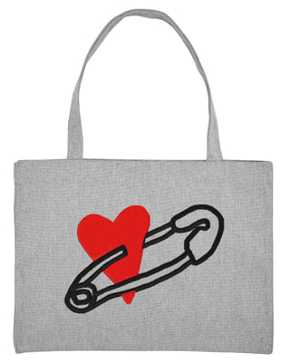 Shopping Bag Brodé "Coeur Pins"