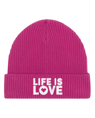 Beanie Fisherman Brodé "Life is Love"