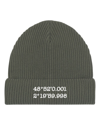 Beanie Fisherman Brodé "Coordinates"