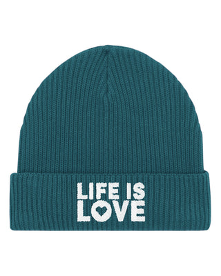 Beanie Fisherman Brodé "Life is Love"