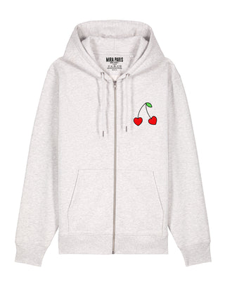 Hoodie à Zip Brodé "Cerises"