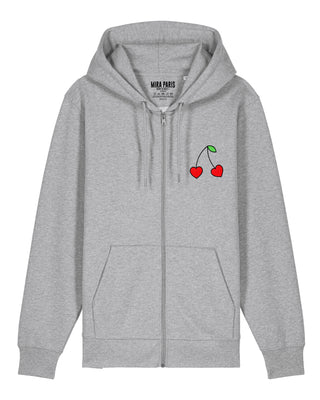 Hoodie à Zip Brodé "Cerises"