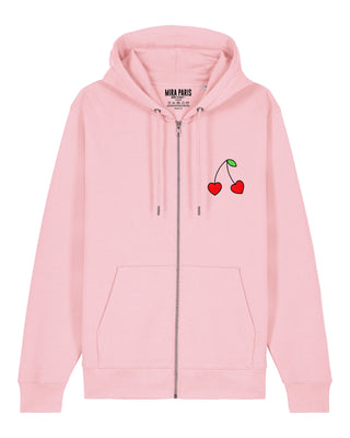 Hoodie à Zip Brodé "Cerises"