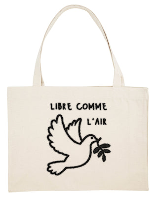 Shopping Bag Brodé "Libre Comme L'Air"