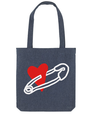 Tote Bag Brodé "Coeur Pins"