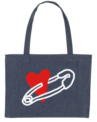 Shopping Bag Brodé "Coeur Pins"