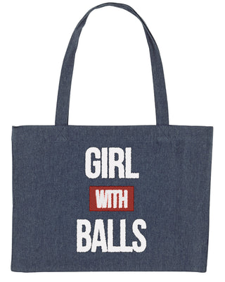 Shopping Bag Brodé "Girl With Balls"