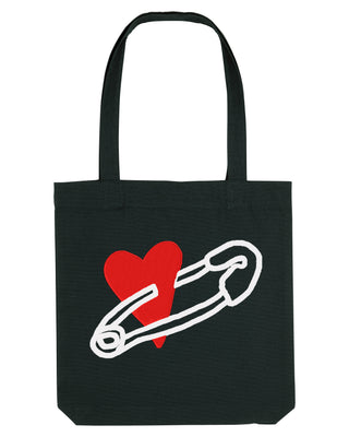 Tote Bag Brodé "Coeur Pins"