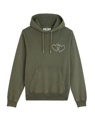 Hoodie Vintage Brodé "Double Hearts"