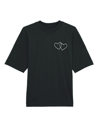 T-shirt Oversize Brodé "Double Hearts"