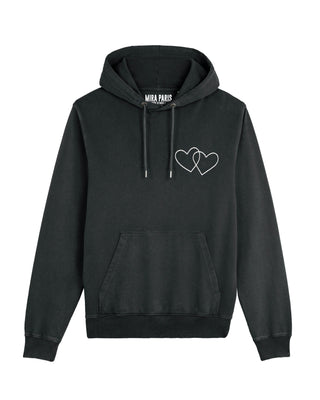 Hoodie Vintage Brodé "Double Hearts"