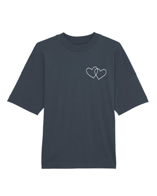 T-shirt Oversize Brodé "Double Hearts"