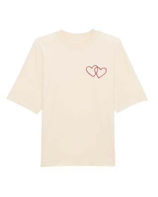 T-shirt Oversize Brodé "Double Hearts"