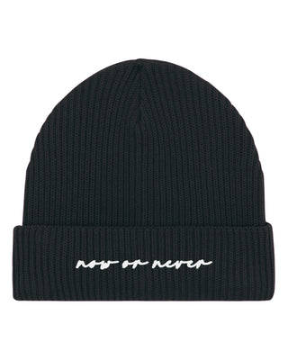 Beanie Fisherman Brodé "Now or Never"