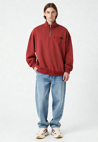 Sweatshirt à Zip Brodé "I Love You"