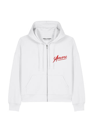 Hoodie Boxy à Zip Brodé "Amore"