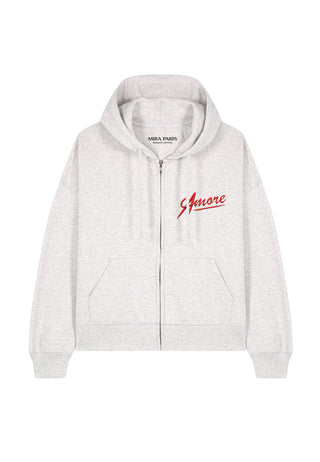 Hoodie Boxy à Zip Brodé "Amore"