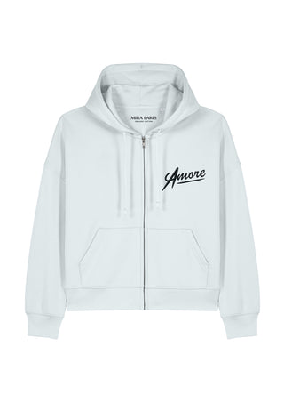 Hoodie Boxy à Zip Brodé "Amore"
