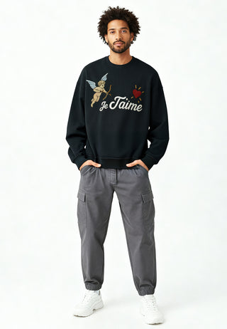 Sweatshirt Oversize Brodé "Je T'aime"