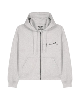 Cropped Hoodie à Zip Brodé "Faith" - Mira Paris