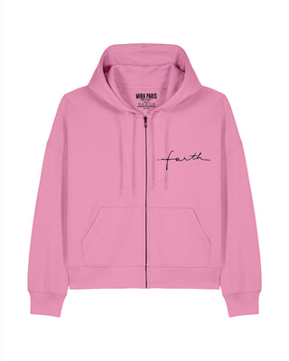Cropped Hoodie à Zip Brodé "Faith" - Mira Paris